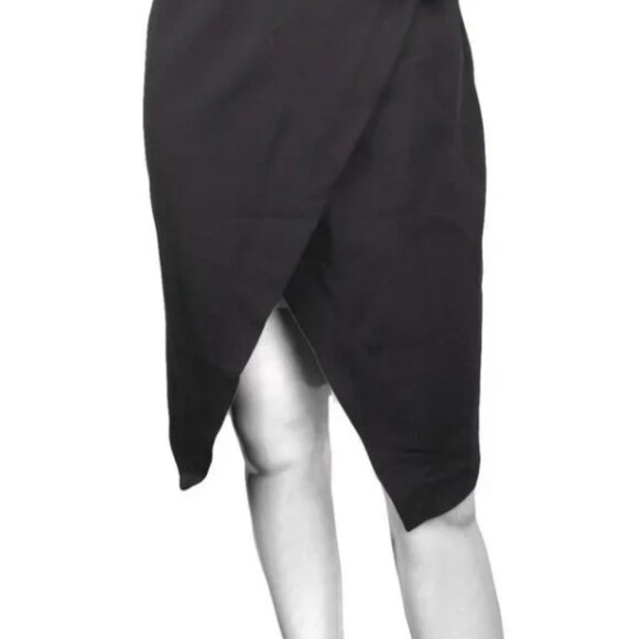 Runaway Heart Asymmetrical Dress Off Shoulder Front Slit Black LBD Knee Length - Picture 6 of 8